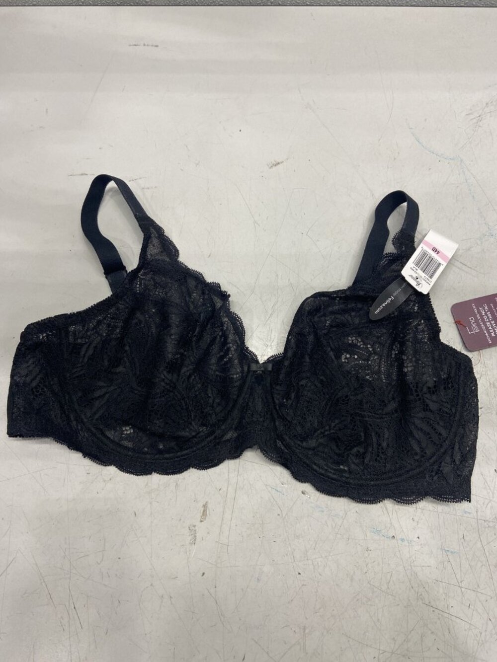 Felina Lingerie Womens Lace Bra 44D Black Unlined Adjustable Straps